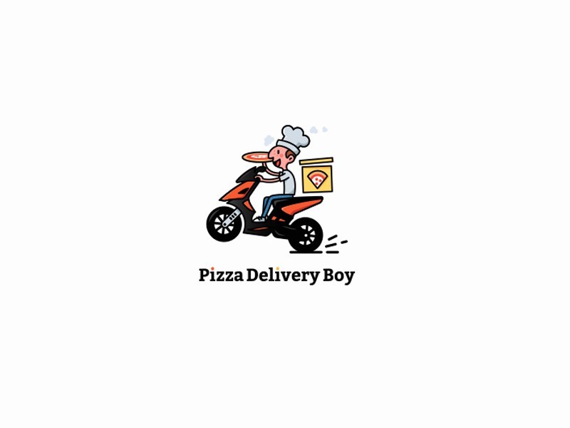 骑摩托车 披萨 男孩